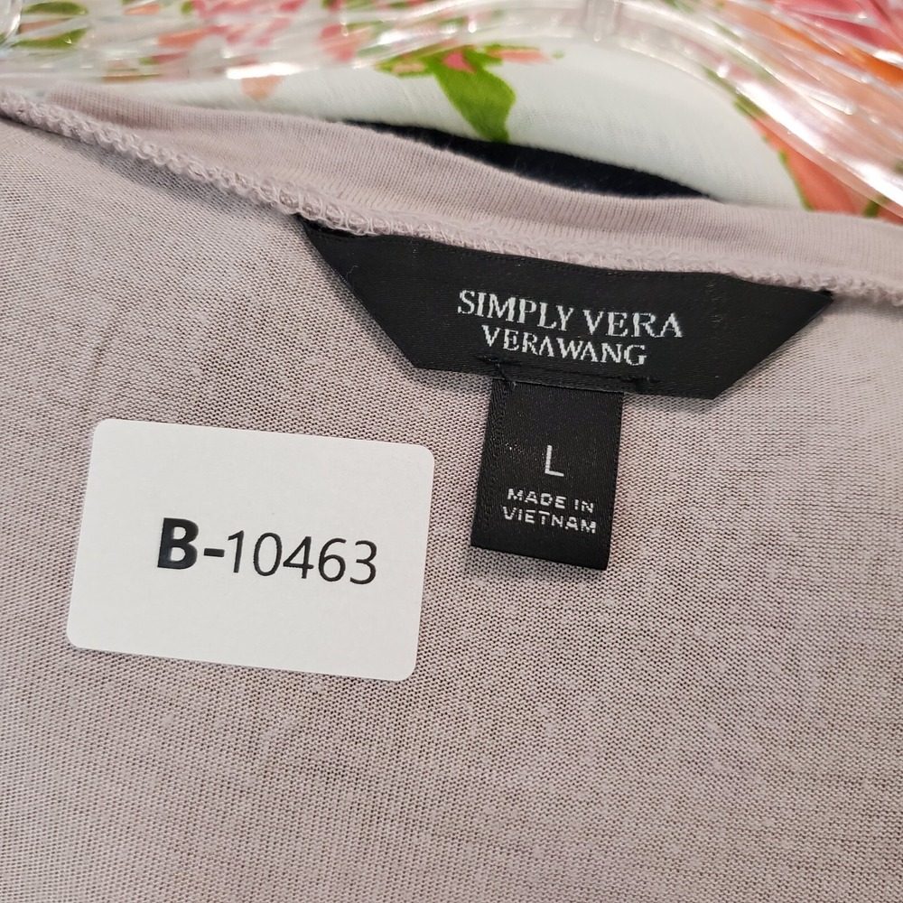 Simply Vera Wang Women Top Large Pink Lace V Neck Short Sleeve READ - Picture 9 of 10